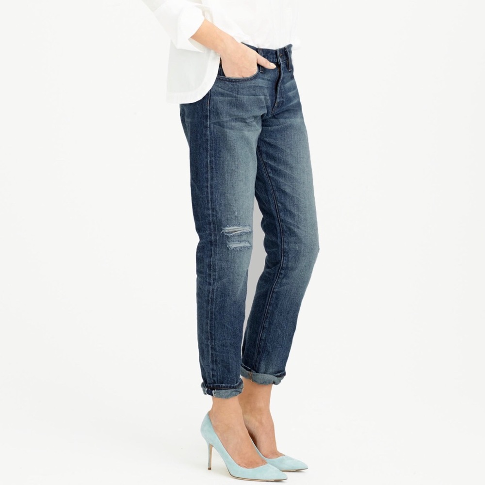 J Crew Slim Broken In Boyfriend Jean Distressed